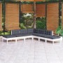 Muebles de jardín 7 pzas con cojines blanco madera de pino de , Conjuntos de jardín - Ref: Foro24-3096323, Precio: 620,62 €, ...