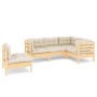 Garden furniture 5 pieces cream pine wood cushions by , Garden sets - Ref: Foro24-3096406, Price: 406,06 €, Discount: %