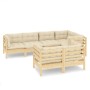 Garden furniture 7 pieces and cushions solid cream pine wood by , Garden sets - Ref: Foro24-3096490, Price: 563,67 €, Discoun...