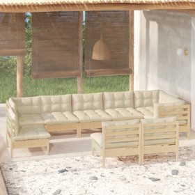 Garden furniture 9 pieces and cushions solid pine wood by , Garden sets - Ref: Foro24-3096478, Price: 705,36 €, Discount: %