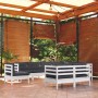 Garden furniture 9 pieces and white cushions solid pine wood by , Garden sets - Ref: Foro24-3096768, Price: 847,69 €, Discoun...