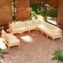 Garden furniture 9 pieces and cushions solid cream pine wood by , Garden sets - Ref: Foro24-3096827, Price: 706,04 €, Discoun...