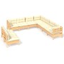 Garden furniture 9 pieces and cushions solid cream pine wood by , Garden sets - Ref: Foro24-3096827, Price: 706,04 €, Discoun...