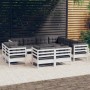 Gartenmöbel 11-teilig und weiße Kissen aus massivem Kiefernholz von , Gartensets - Ref: Foro24-3096936, Preis: 1,00 €, Rabatt: %