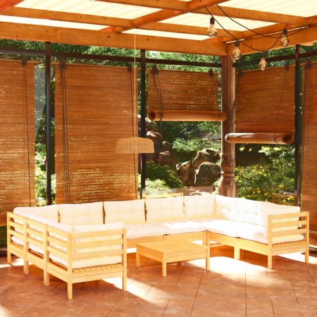 Muebles de jardín 10 piezas y cojines madera de pino crema de , Conjuntos de jardín - Ref: Foro24-3097325, Precio: 803,27 €, ...