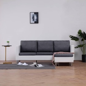 3-seater sofa with white synthetic leather cushions by vidaXL, Sofas - Ref: Foro24-282203, Price: 373,49 €, Discount: %