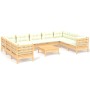 Muebles de jardín 10 piezas y cojines madera de pino crema de , Conjuntos de jardín - Ref: Foro24-3097325, Precio: 803,27 €, ...