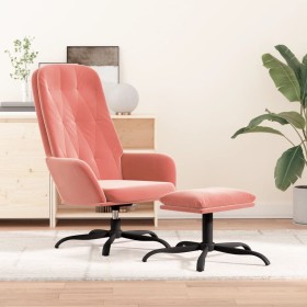 Sillón de relax con taburete terciopelo rosa de , Sillones - Ref: Foro24-3097634, Precio: 118,19 €, Descuento: %