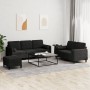 3-piece black velvet sofa set with cushions by , Sofas - Ref: Foro24-3202049, Price: 627,06 €, Discount: %