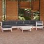 Garden furniture 8 pieces and white cushions solid pine wood by , Garden sets - Ref: Foro24-3096557, Price: 729,99 €, Discoun...