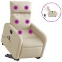 Liftable reclining electric massage chair cream fabric by , Armchairs - Ref: Foro24-3206734, Price: 286,85 €, Discount: %