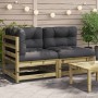 2-seater garden sofa with pine-impregnated wood cushions by , Modular outdoor sofas - Ref: Foro24-838124, Price: 209,89 €, Di...