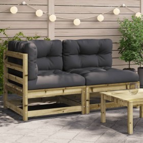 2-seater garden sofa with pine-impregnated wood cushions by , Modular outdoor sofas - Ref: Foro24-838124, Price: 208,80 €, Di...