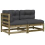 2-Sitzer-Gartensofa mit Kissen aus imprägniertem Kiefernholz von , Modulare Sofas für den Außenbereich - Ref: Foro24-838124, ...