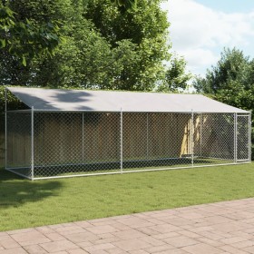 Dog cage roof and door gray galvanized steel 6x2x2 m by , Dog kennels and fences - Ref: Foro24-3209569, Price: 308,27 €, Disc...