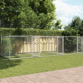 Dog cage with doors gray galvanized steel 6x2x1.5 m by , Dog kennels and fences - Ref: Foro24-3209574, Price: 348,81 €, Disco...