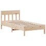 Bed frame with solid pine wood headboard 90x190 cm by , Beds and slatted bases - Ref: Foro24-842674, Price: 74,99 €, Discount: %