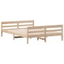 Bed frame with solid pine wood headboard 140x200 cm by , Beds and slatted bases - Ref: Foro24-842786, Price: 168,90 €, Discou...