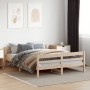 Bed frame with solid pine wood headboard 140x200 cm by , Beds and slatted bases - Ref: Foro24-842786, Price: 168,90 €, Discou...