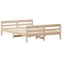 Bed frame with solid pine wood headboard 140x200 cm by , Beds and slatted bases - Ref: Foro24-842786, Price: 168,90 €, Discou...