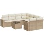 Set de sofás de jardín 9 pzas con cojines ratán sintético beige de , Sofás modulares de exterior - Ref: Foro24-3251095, Preci...