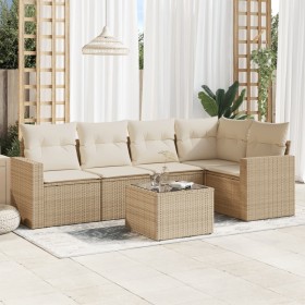 Garden sofa set with cushions 6 pieces beige synthetic rattan by , Modular outdoor sofas - Ref: Foro24-3251275, Price: 527,18...