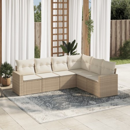 Juego de sofás jardín con cojines 6 pzas ratán sintético beige de , Sofás modulares de exterior - Ref: Foro24-3251345, Precio...