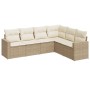 Gartensofa-Set mit Kissen, 6-teilig, beiges synthetisches Rattan von , Modulare Sofas für den Außenbereich - Ref: Foro24-3251...