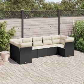 7-teiliges Garten-Esszimmerset und Kissen synthetisches Rattan schwarz von , Gartensets - Ref: Foro24-3249955, Preis: 423,99 ...