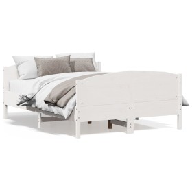 Bed frame with white pine wood headboard 140x190 cm by , Beds and slatted bases - Ref: Foro24-3216180, Price: 215,40 €, Disco...