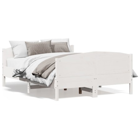 Bed frame with white pine wood headboard 140x190 cm by , Beds and slatted bases - Ref: Foro24-3216180, Price: 215,40 €, Disco...