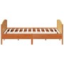 Bed frame with wax brown pine wood headboard 200x200 cm by , Beds and slatted bases - Ref: Foro24-3216163, Price: 259,80 €, D...