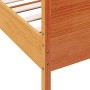 Bed frame with wax brown pine wood headboard 200x200 cm by , Beds and slatted bases - Ref: Foro24-3216163, Price: 259,80 €, D...