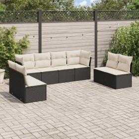 Set aus 8-teiligen Gartensofas und Kissen Kunstrattan schwarz von , Gartensets - Ref: Foro24-3249285, Preis: 421,73 €, Rabatt: %