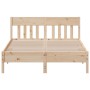 Bed frame with solid pine wood headboard 160x200 cm by , Beds and slatted bases - Ref: Foro24-3216206, Price: 163,41 €, Disco...