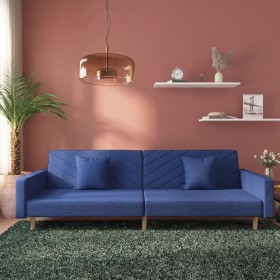 Two-seater sofa bed with two blue fabric pillows. by , Sofas - Ref: Foro24-375904, Price: 255,26 €, Discount: %