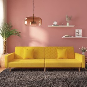 Two-seater sofa bed with two yellow fabric pillows. by , Sofas - Ref: Foro24-375906, Price: 255,16 €, Discount: %