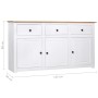 Pine wood sideboard in white Panama style 135x40x80 cm by vidaXL, Sideboards - Ref: Foro24-282705, Price: 279,32 €, Discount: %