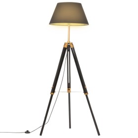 Lámpara de trípode madera maciza de teca negro y dorado 141 cm de , Lámparas - Ref: Foro24-288076, Precio: 95,53 €, Descuento: %