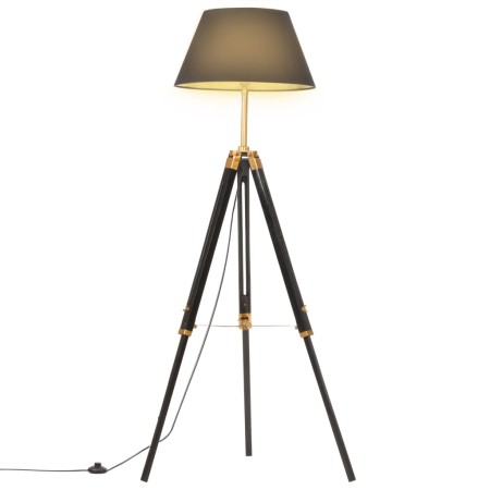 Lámpara de trípode madera maciza de teca negro y dorado 141 cm de , Lámparas - Ref: Foro24-288076, Precio: 94,88 €, Descuento: %