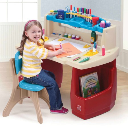 Step2 Deluxe Kids Art Desk with Stool by Step2, activity toys - Ref: Foro24-441713, Price: 195,02 €, Discount: %