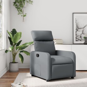 Sillón reclinable de cuero sintético gris de , Sillones - Ref: Foro24-374186, Precio: 214,02 €, Descuento: %