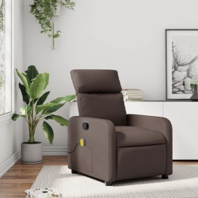 Reclining massage armchair in brown synthetic leather by , Armchairs - Ref: Foro24-374192, Price: 189,63 €, Discount: %