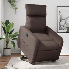 Sillón reclinable elevable cuero sintético marrón de , Sillones - Ref: Foro24-3206751, Precio: 286,99 €, Descuento: %