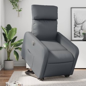 Sillón reclinable elevable eléctrico de cuero sintético gris de , Sillones - Ref: Foro24-3206766, Precio: 339,99 €, Descuento: %