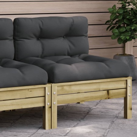 Garden sofa without armrests with cushions made of impregnated pine wood. by , Modular outdoor sofas - Ref: Foro24-838160, Pr...