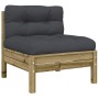 Gartensofa ohne Armlehnen mit Kissen aus imprägniertem Kiefernholz von , Modulare Sofas für den Außenbereich - Ref: Foro24-83...