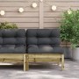 Garden sofa without armrests with cushions made of impregnated pine wood. by , Modular outdoor sofas - Ref: Foro24-838160, Pr...