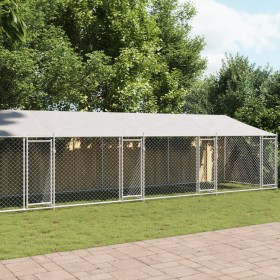 Galvanized steel roof and doors dog cage 10x2x2 m by , Dog kennels and fences - Ref: Foro24-3209566, Price: 644,45 €, Discoun...