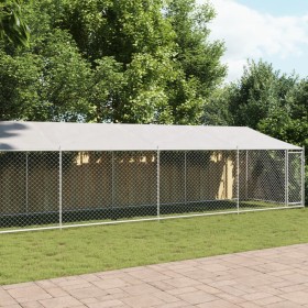 Galvanized steel roof and door dog cage, gray, 12x2x2 m by , Dog kennels and fences - Ref: Foro24-3209572, Price: 574,88 €, D...